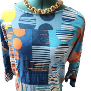 396. Carre Noir Colorful 3/4 sleeve Tee shirt |S